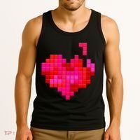Valentine's Day Retro Video Game Heart Puzzle Tank Top thumb 3