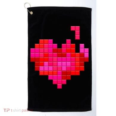 Valentine's Day Retro Video Game Heart Puzzle Golf Towel
