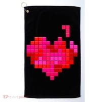 Valentine's Day Retro Video Game Heart Puzzle Golf Towel thumb 0