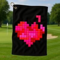 Valentine's Day Retro Video Game Heart Puzzle Golf Towel thumb 1
