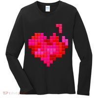 Valentine's Day Retro Video Game Heart Puzzle Women's Long Sleeve Shirt thumb 0