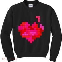 Valentine's Day Retro Video Game Heart Puzzle Kids Sweatshirt thumb 0