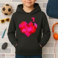 Valentine's Day Retro Video Game Heart Puzzle Kids Hoodie thumb 2