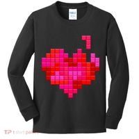 Valentine's Day Retro Video Game Heart Puzzle Kids Long Sleeve Shirt thumb 0