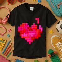 Valentine's Day Retro Video Game Heart Puzzle Kids T-Shirt thumb 3