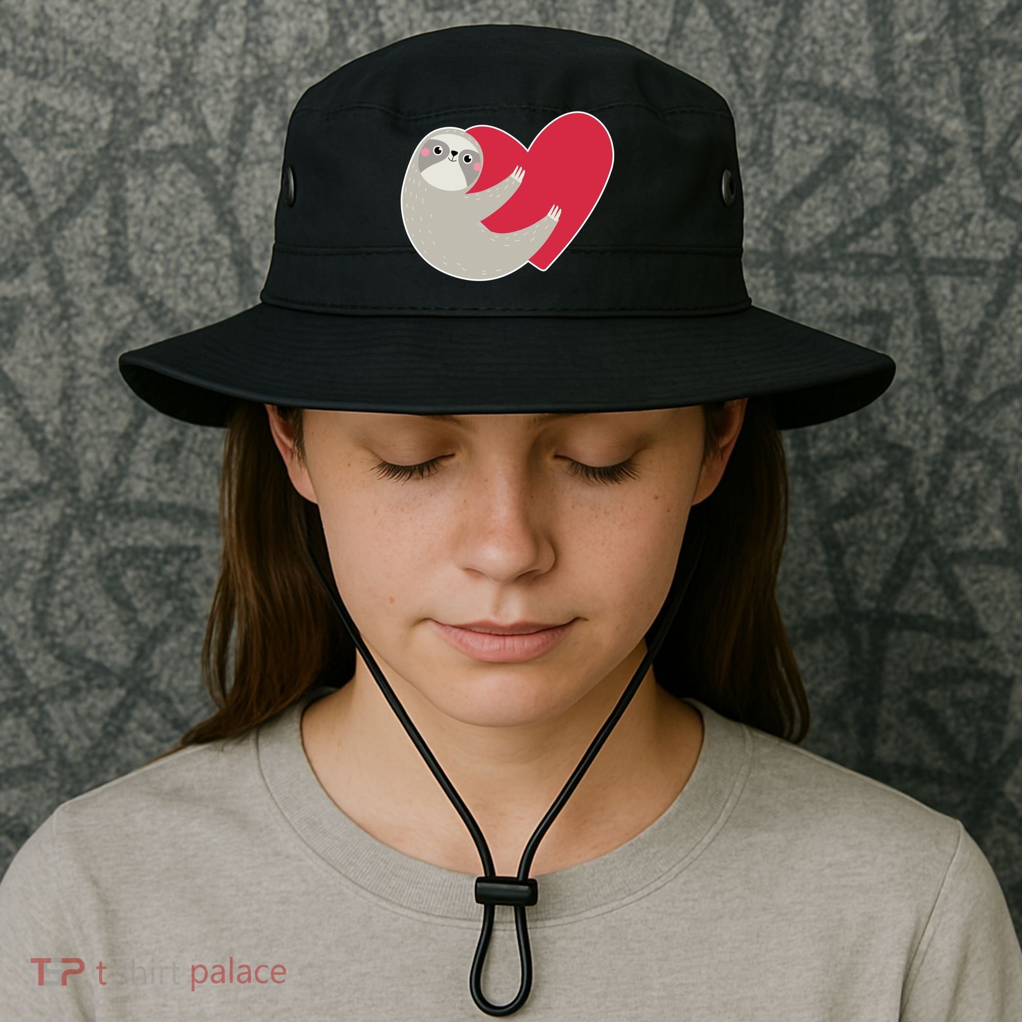 Valentines Day Sloth Heart Bucket Hat