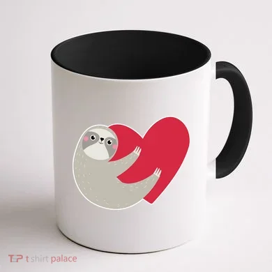 Valentines Day Sloth Heart Coffee Mug back