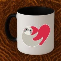 Valentines Day Sloth Heart Coffee Mug thumb 2