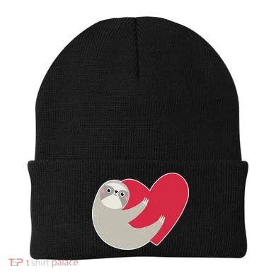 Valentines Day Sloth Heart Beanie