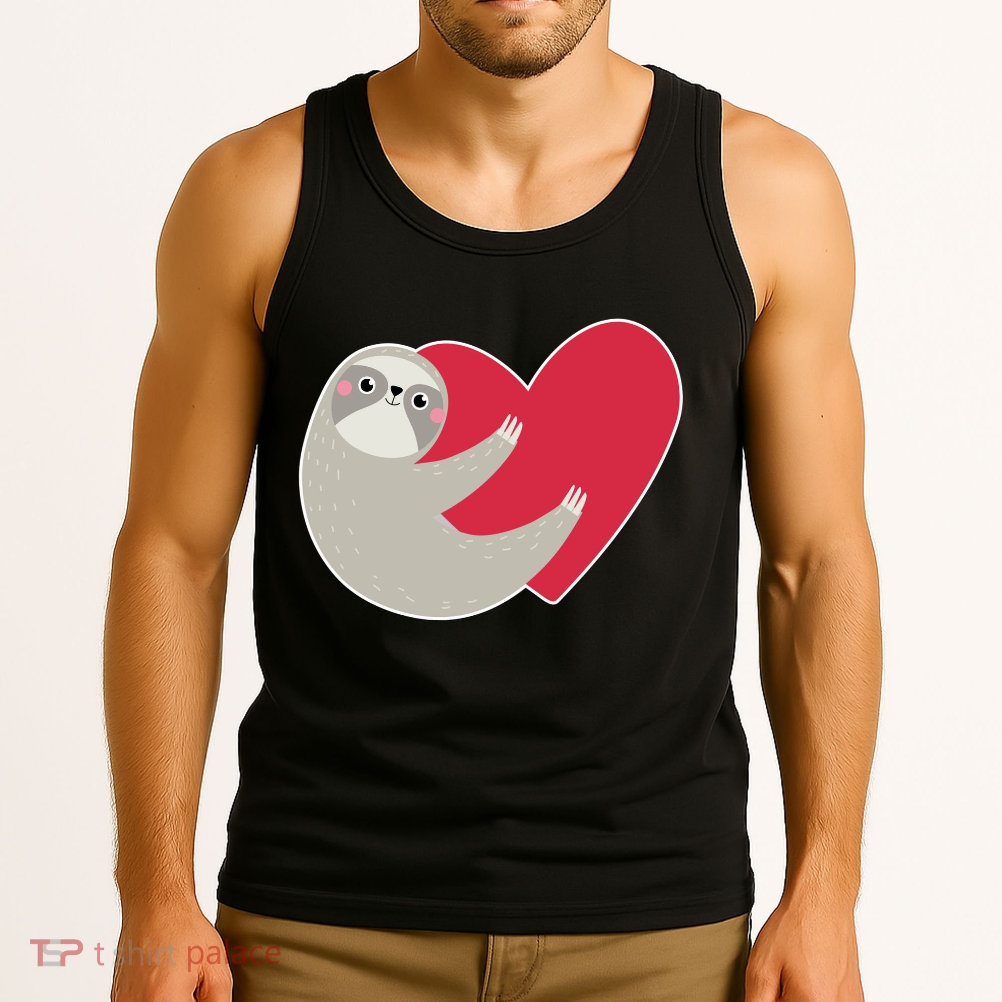 Valentines Day Sloth Heart Tank Top
