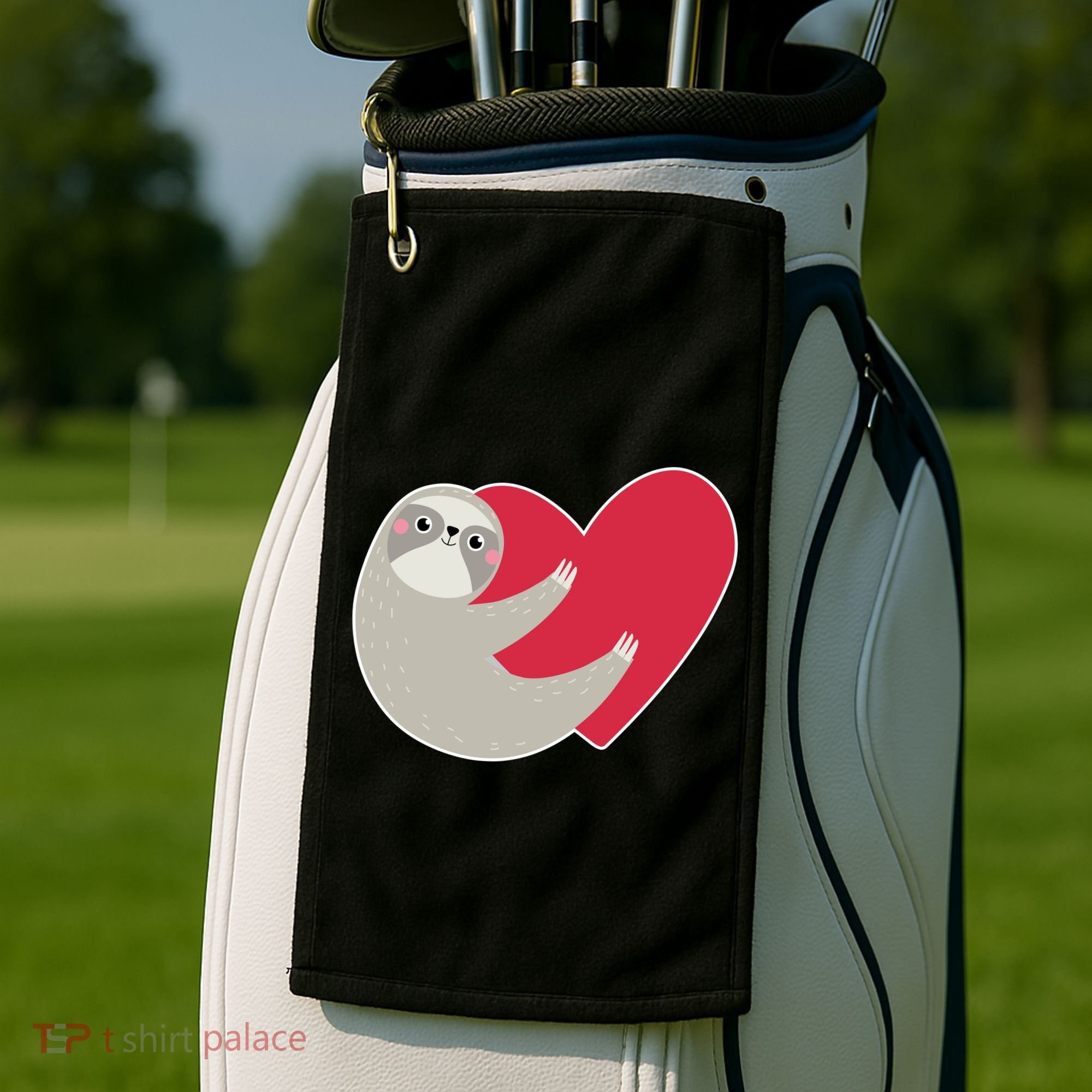 Valentines Day Sloth Heart Golf Towel