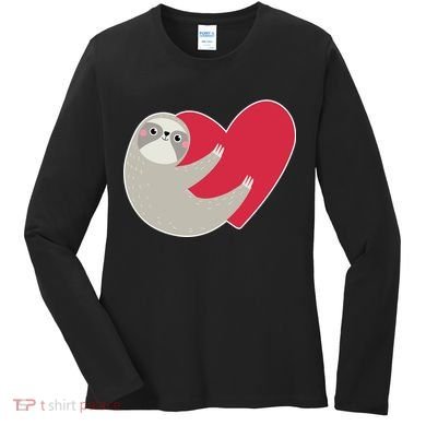 Valentines Day Sloth Heart Women's Long Sleeve Shirt