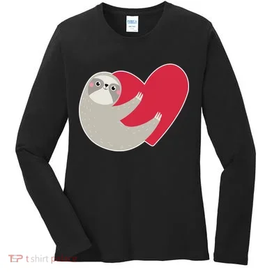 Valentines Day Sloth Heart Women's Long Sleeve Shirt