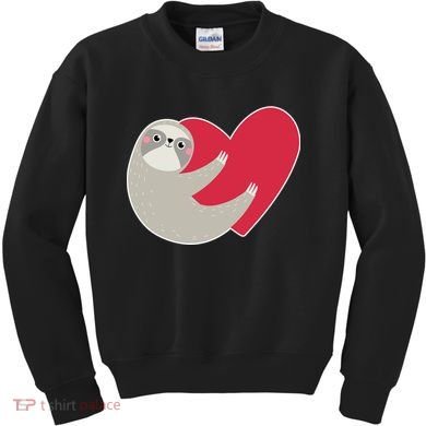 Valentines Day Sloth Heart Kids Sweatshirt