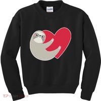 Valentines Day Sloth Heart Kids Sweatshirt thumb 0