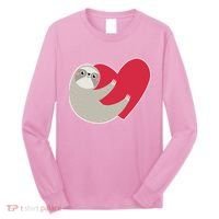 Valentines Day Sloth Heart Long Sleeve Shirt thumb 0