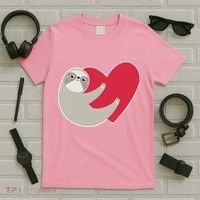 Valentines Day Sloth Heart T-Shirt thumb 5