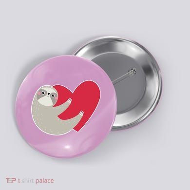 Valentines Day Sloth Heart Button