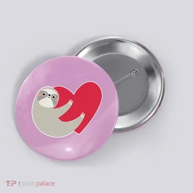 Valentines Day Sloth Heart Button