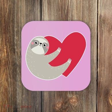 Valentines Day Sloth Heart Coaster