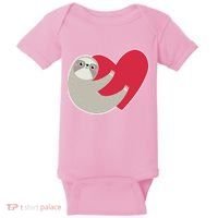 Valentines Day Sloth Heart Baby Bodysuit thumb 0