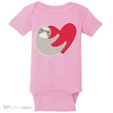 Valentines Day Sloth Heart Baby Bodysuit