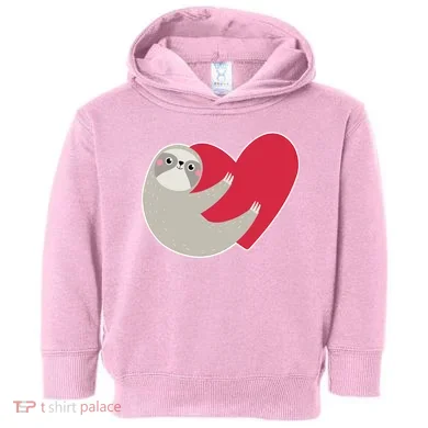 Valentines Day Sloth Heart Toddler Hoodie