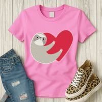 Valentines Day Sloth Heart Women's T-Shirt thumb 3