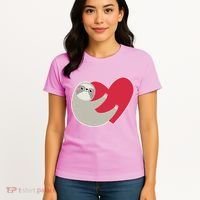 Valentines Day Sloth Heart Women's T-Shirt thumb 4
