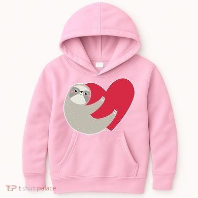 Valentines Day Sloth Heart Kids Hoodie