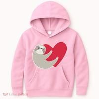 Valentines Day Sloth Heart Kids Hoodie thumb 0