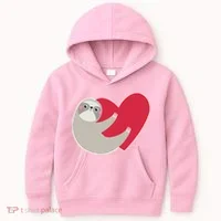 Valentines Day Sloth Heart Kids Hoodie thumb 0