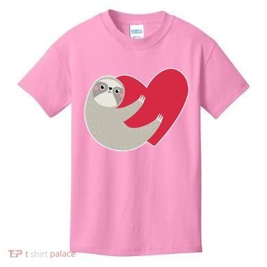 Valentines Day Sloth Heart Kids T-Shirt