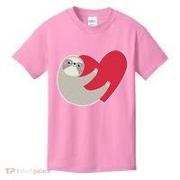 Valentines Day Sloth Heart Kids T-Shirt thumb 0