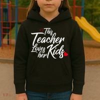 Valentine's Day This Teacher Loves Her Kids Kids Hoodie thumb 3