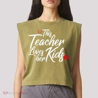 Valentine's Day This Teacher Loves Her Kids Garment-Dyed Women's Muscle Tee thumb 2