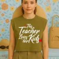Valentine's Day This Teacher Loves Her Kids Garment-Dyed Women's Muscle Tee thumb 4