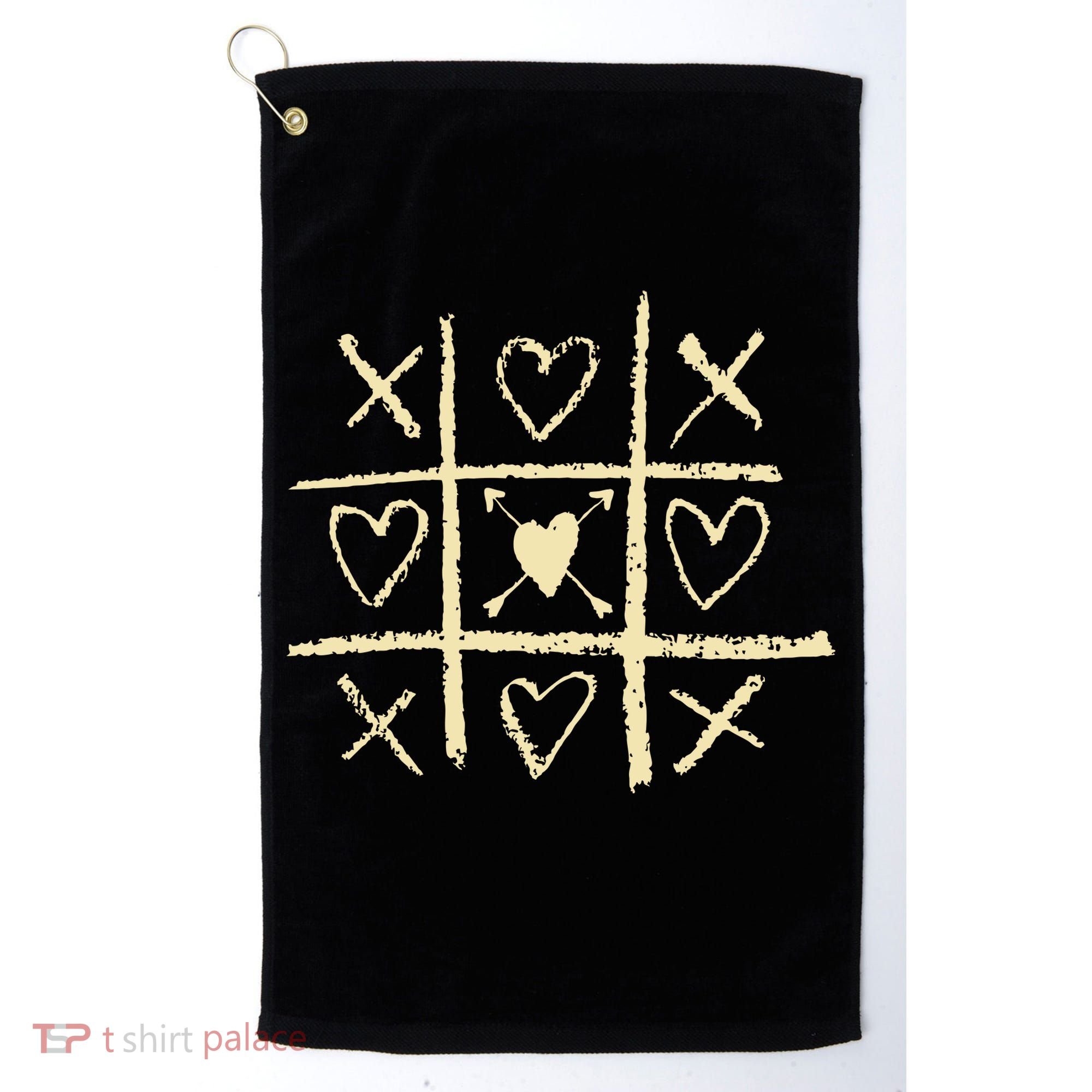 Valentine's Day Tic Tac Toe Love Hearts Golf Towel