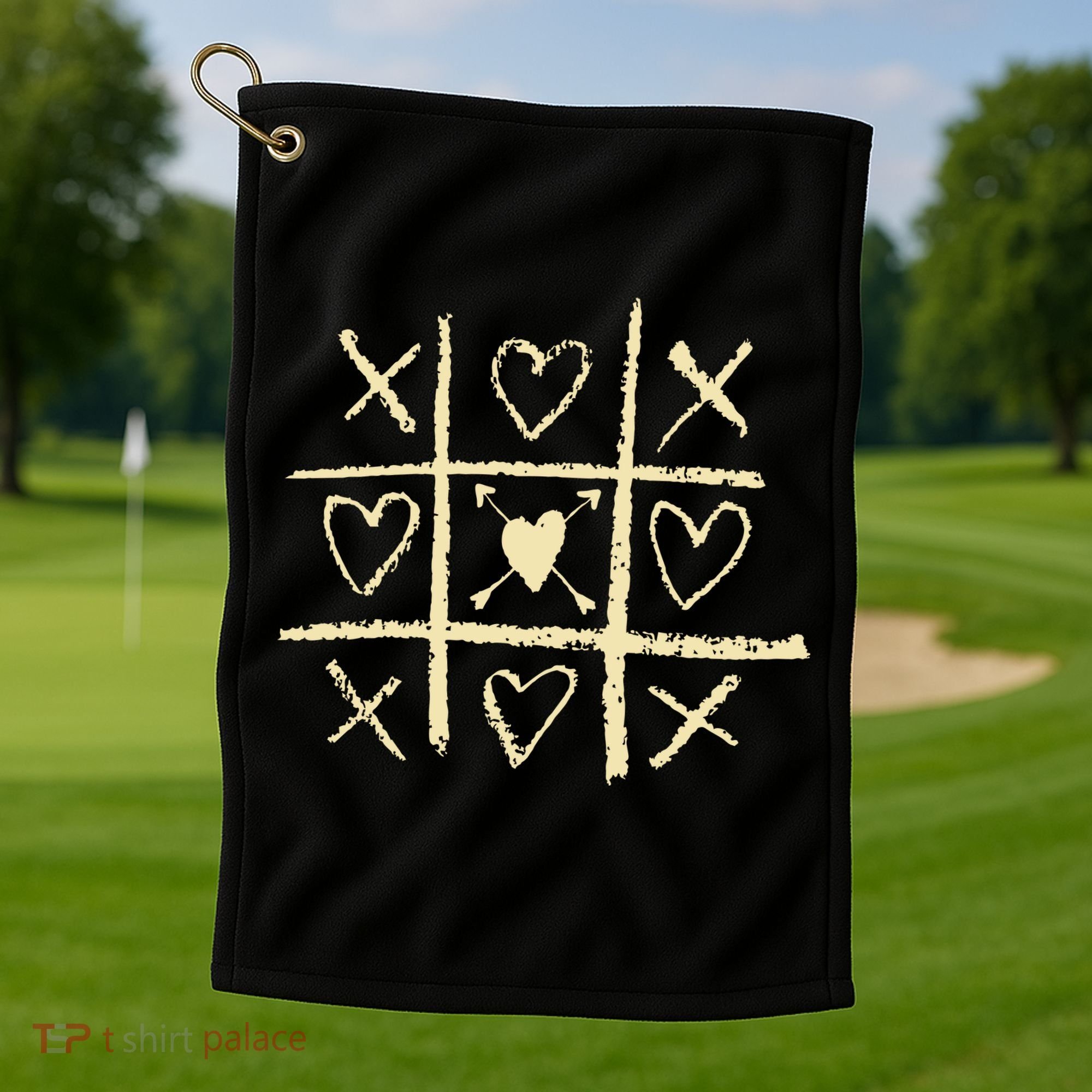 Valentine's Day Tic Tac Toe Love Hearts Golf Towel