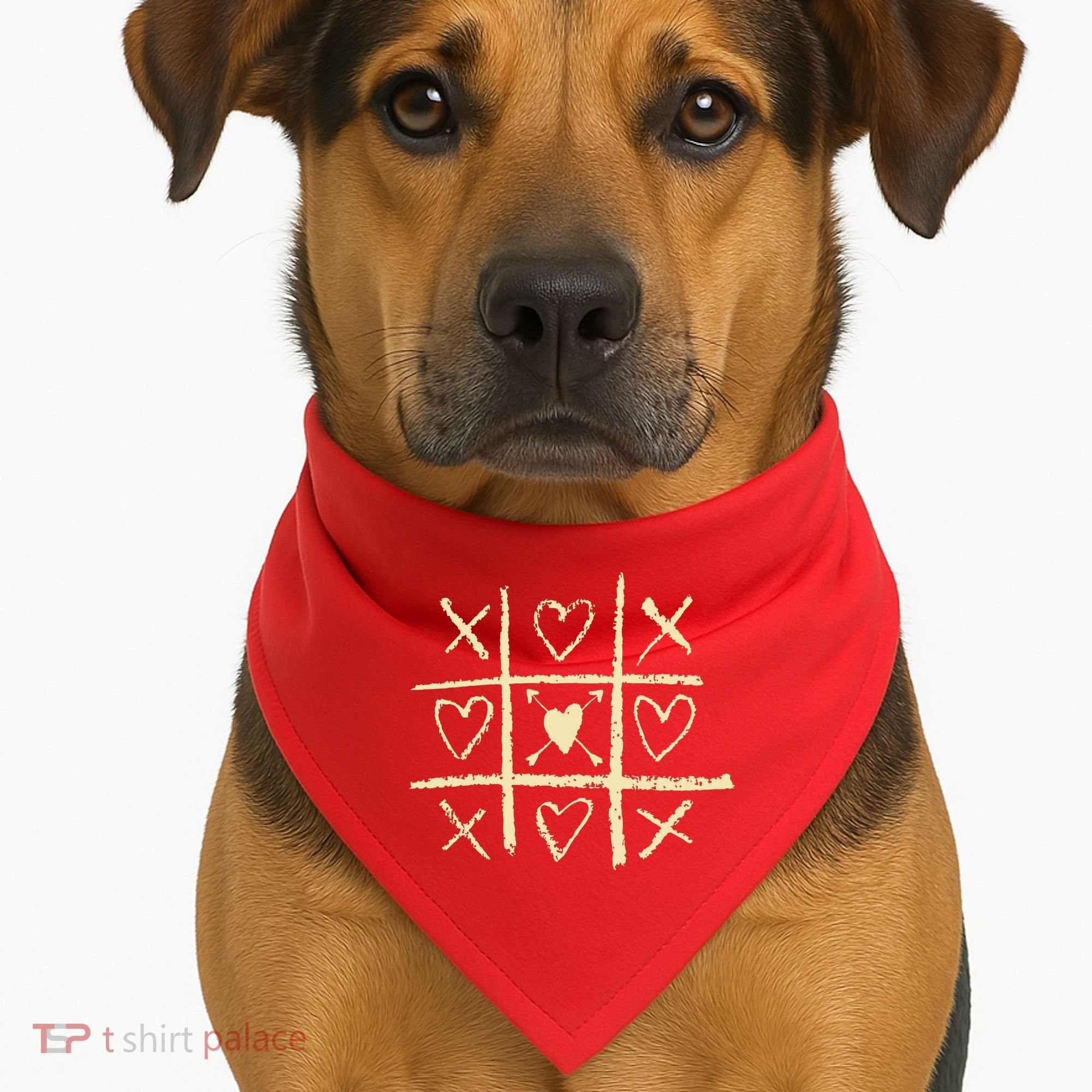 Valentine's Day Tic Tac Toe Love Hearts USA-Made Doggie Bandana