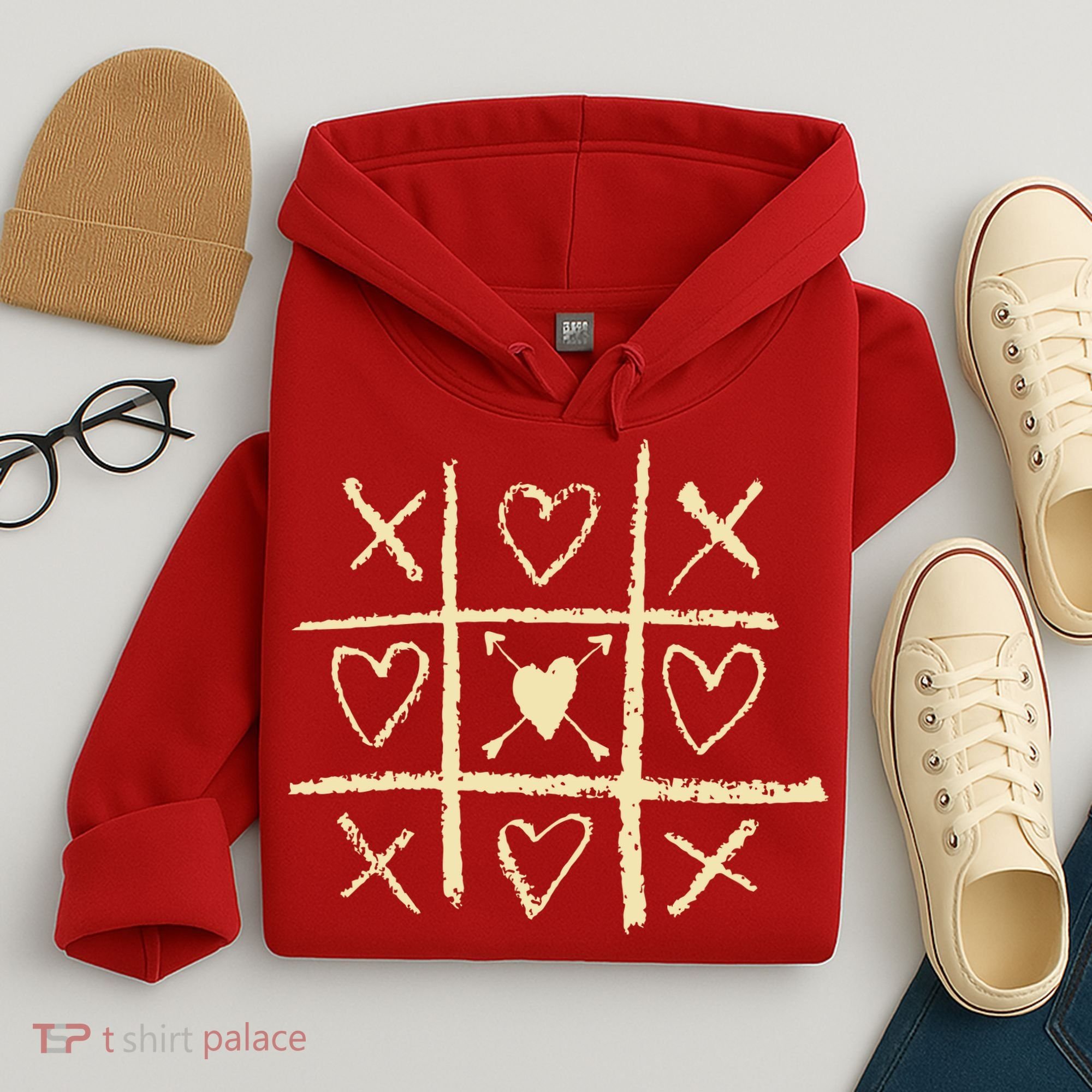 Valentine's Day Tic Tac Toe Love Hearts Hoodie