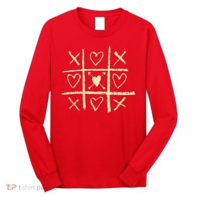 Valentine's Day Tic Tac Toe Love Hearts Long Sleeve Shirt