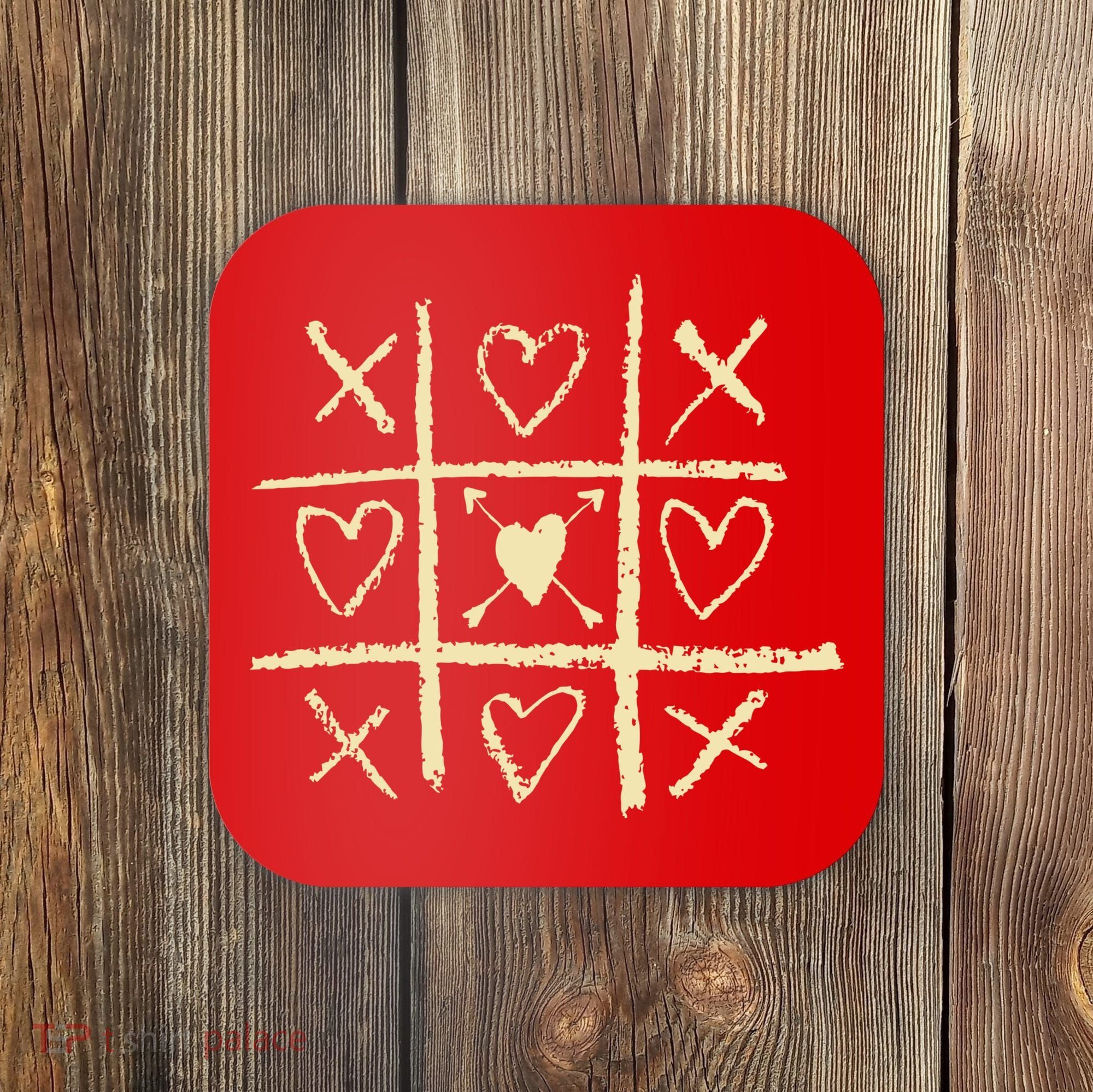 Valentine's Day Tic Tac Toe Love Hearts Coaster
