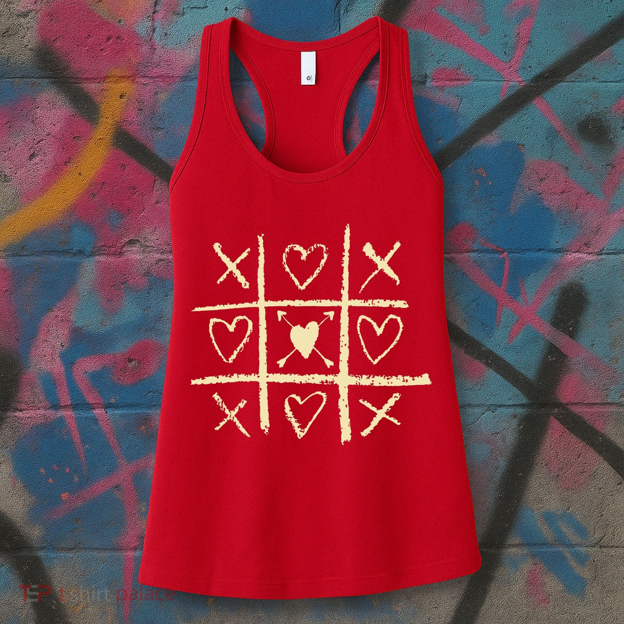 Valentine's Day Tic Tac Toe Love Hearts Women's Tank Top