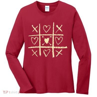 Valentine's Day Tic Tac Toe Love Hearts Women's Long Sleeve Shirt