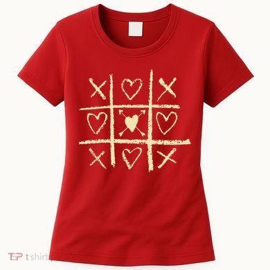 Valentine's Day Tic Tac Toe Love Hearts Women's T-Shirt