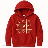 Valentine's Day Tic Tac Toe Love Hearts Kids Hoodie thumb 0
