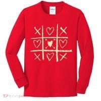 Valentine's Day Tic Tac Toe Love Hearts Kids Long Sleeve Shirt thumb 0
