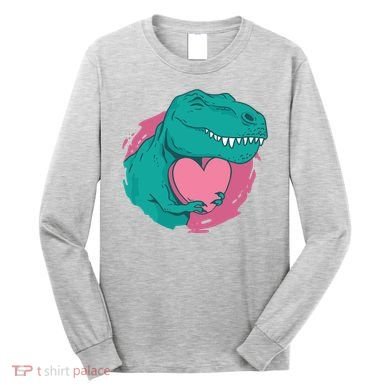 Valentines T-Rex Heart Long Sleeve Shirt