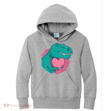 Valentines T-Rex Heart Kids Hoodie